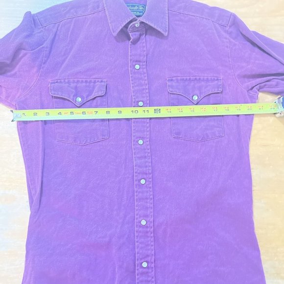 Panhandle Men's Shirt Size 15.5x34 Heavy Denim Pearl Snap Long Sleeve Purple - Picture 5 of 9